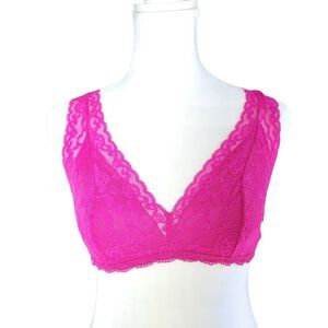 Victoria's Secret Medium Bralette Lace Racerback Bralette Fuchsia Pink Bram